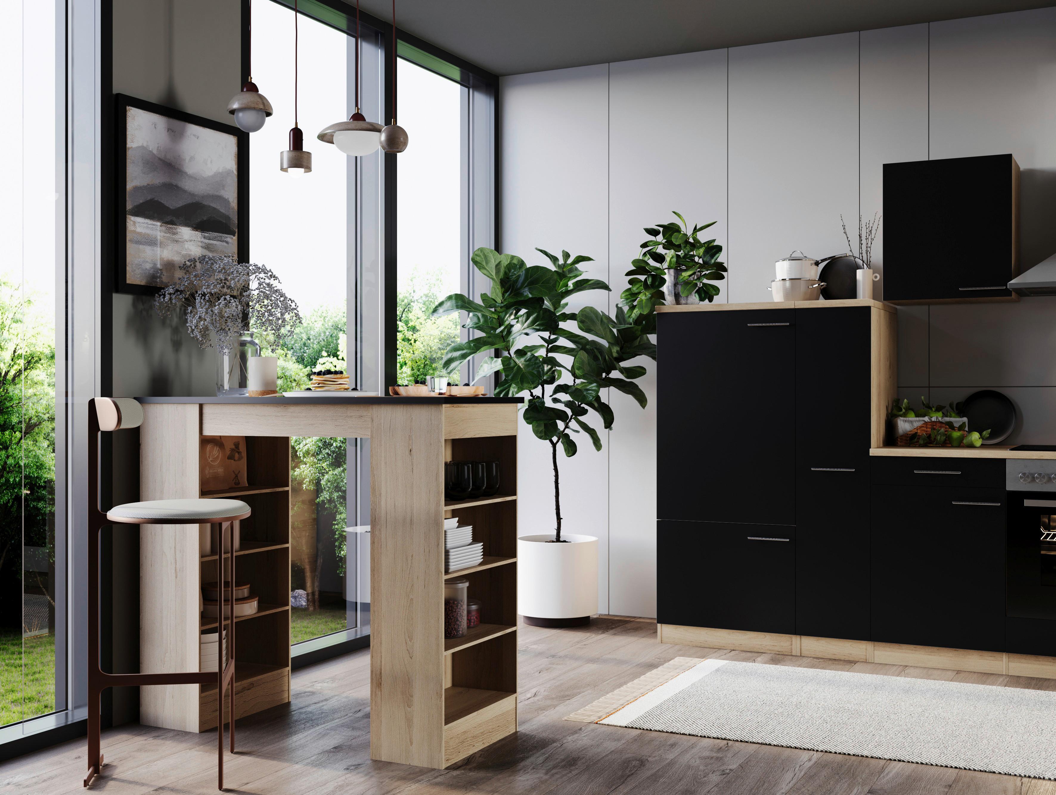 Bartisch Merle Schwarz, Eiche Dekor L: 103 cm - Eichefarben/Schwarz, Design, Holzwerkstoff (103/50/115cm) - Respekta