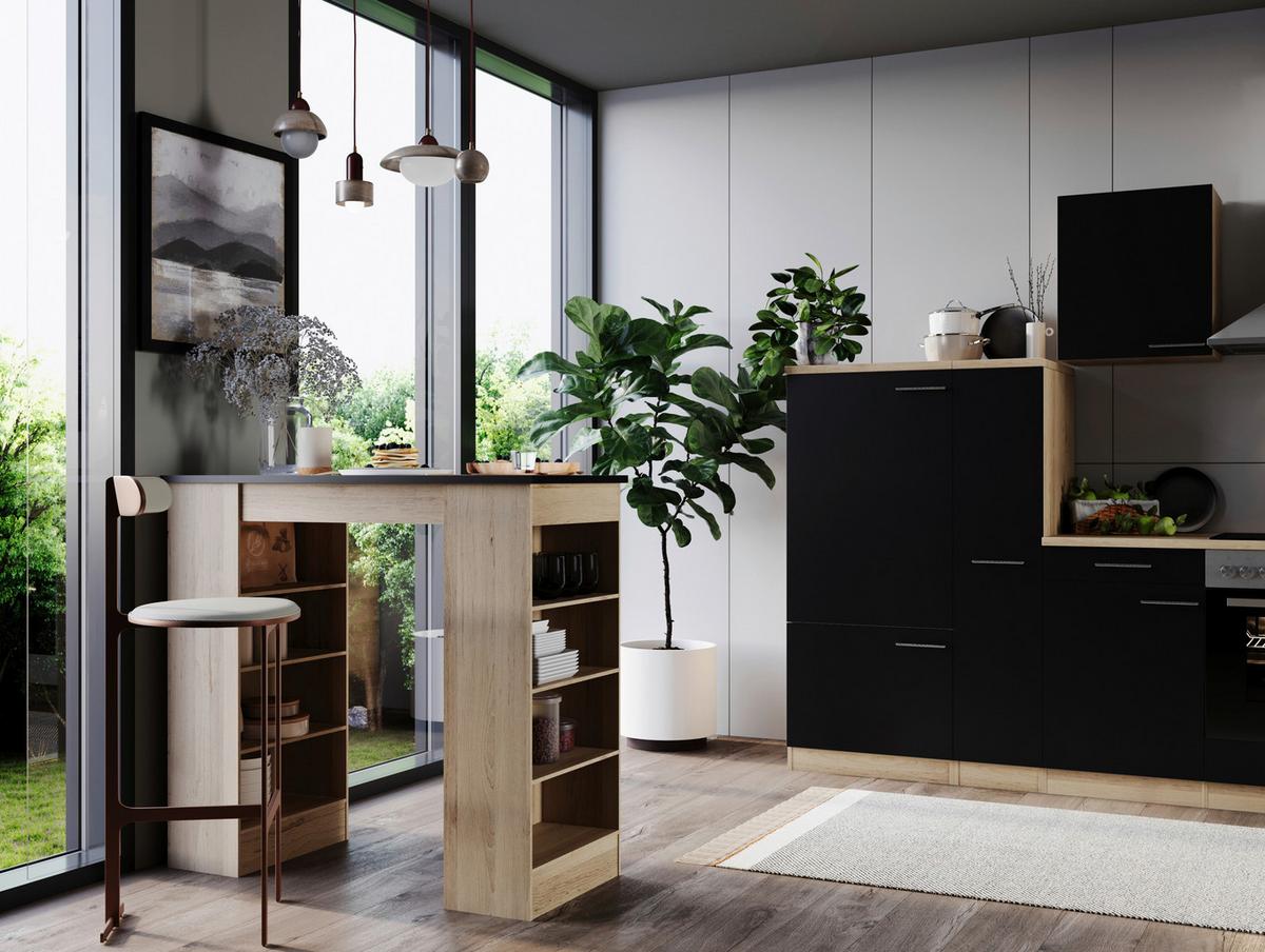 Bartisch Merle Schwarz, Eiche Dekor L: 103 cm - Eichefarben/Schwarz, Design, Holzwerkstoff (103/50/115cm) - Respekta