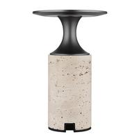 Akku-tischleuchte Travertin Graphitfarben Weiß D: 12 Cm - Graphitfarben/Schwarz, Design, Kunststoff/Stein (12/18,8cm) - Globo