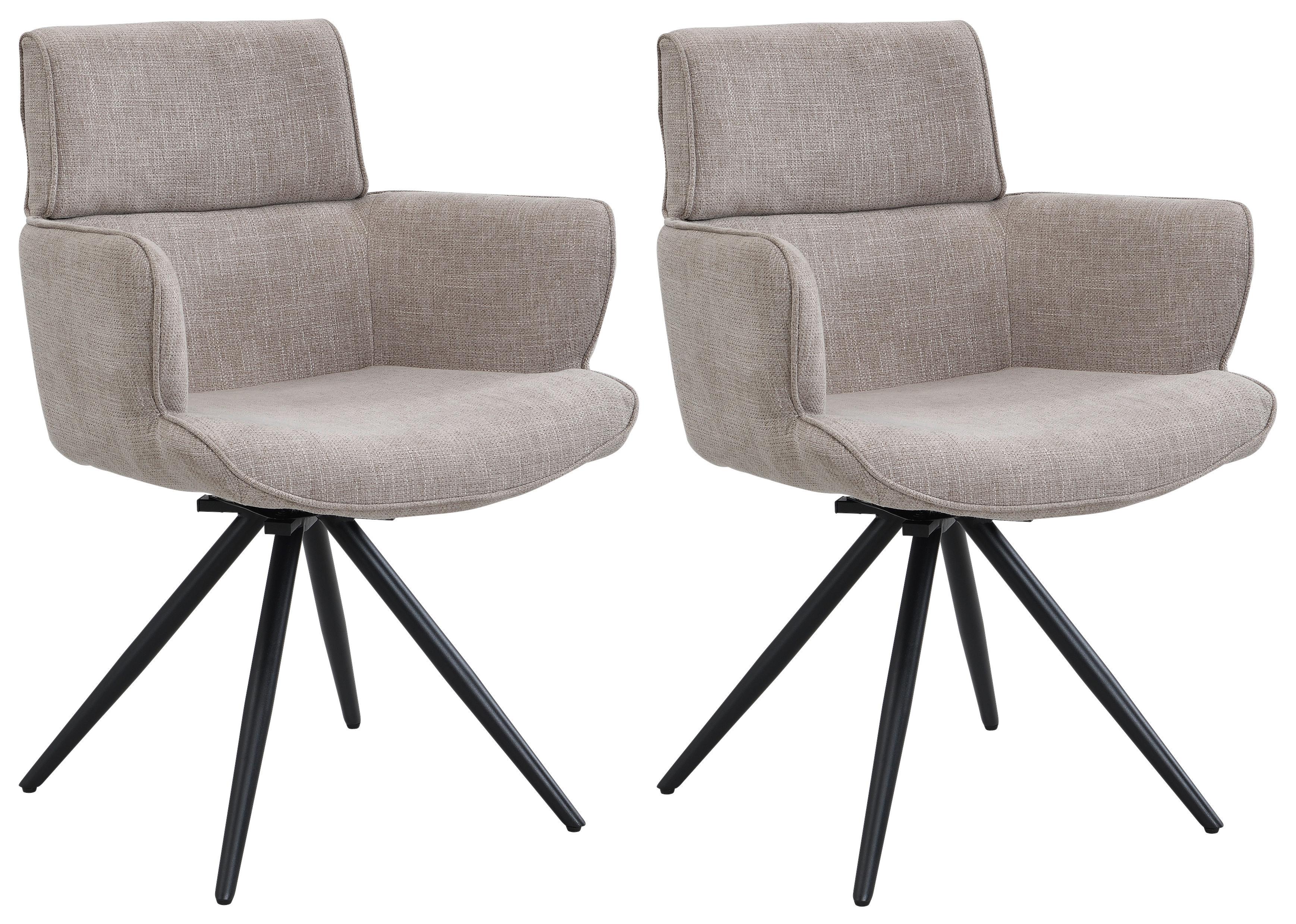 Armlehnstuhl Elis Webstoff Taupe, B: 62 cm - Taupe/Schwarz, KONVENTIONELL, Textil/Metall (62/89/62cm) - Livetastic