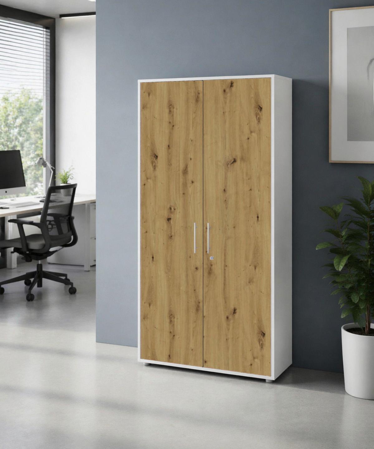 AKTENSCHRANK OFFICE EDITION - Weiß/Eiche Artisan, MODERN, Holzwerkstoff (84,4/185,6/33cm) - MID.YOU
