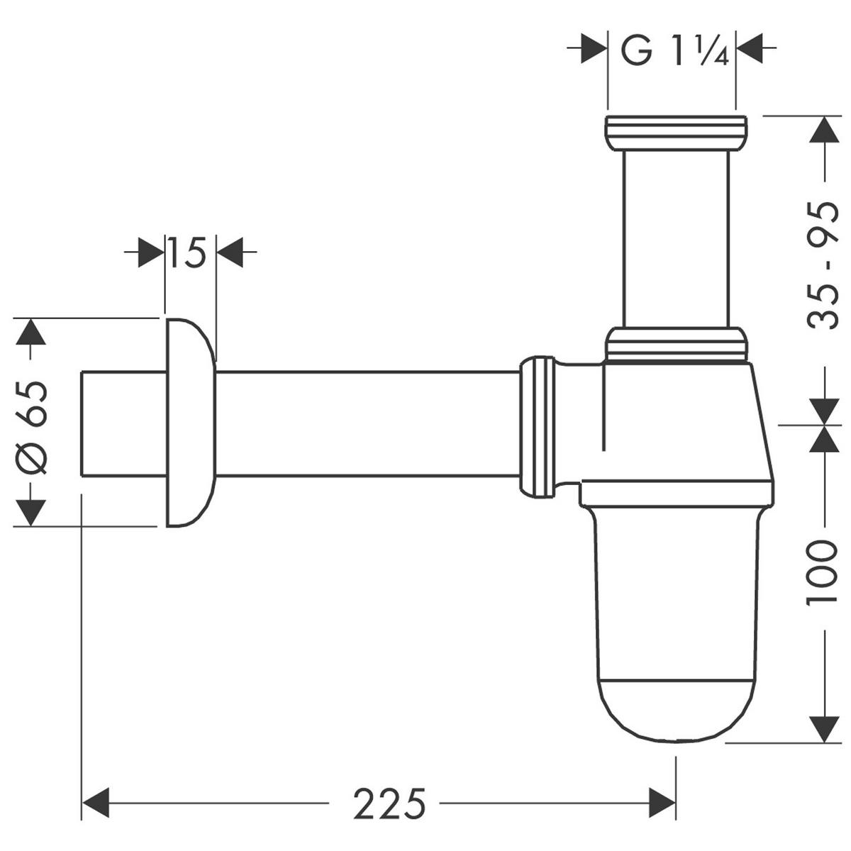 Siphon Hansgrohe Dn32 BxHxT 6,5x19,5x24,3 cm Metall - Chromfarben, Basics (6,5/19,5/24,3cm) - Hansgrohe