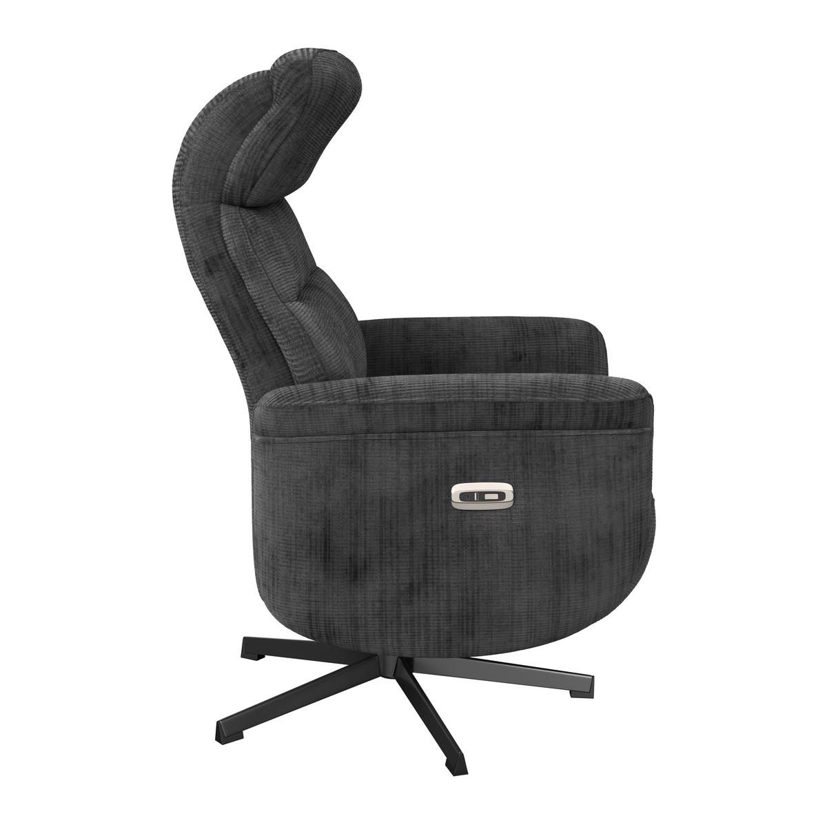 Relaxsessel Manila Chenille anthrazit, B: 73 cm - Anthrazit/Schwarz, MODERN, Textil/Metall (73/113/89cm)