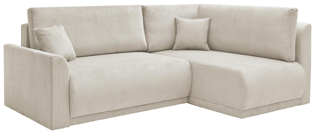 Rohová sedačka KIM L160, oboustranná, krémový manšestr - černá/krémová, Moderní, dřevo/textil (233/160cm)