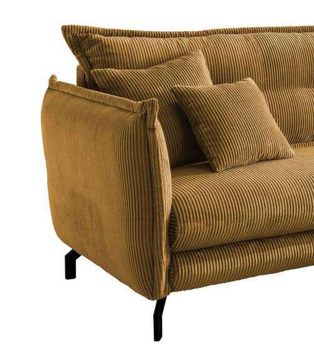 Ecksofa Lava Goldfarben S: 255/180 cm - Goldfarben/Schwarz, MODERN, Textil (255/180cm) - Livetastic