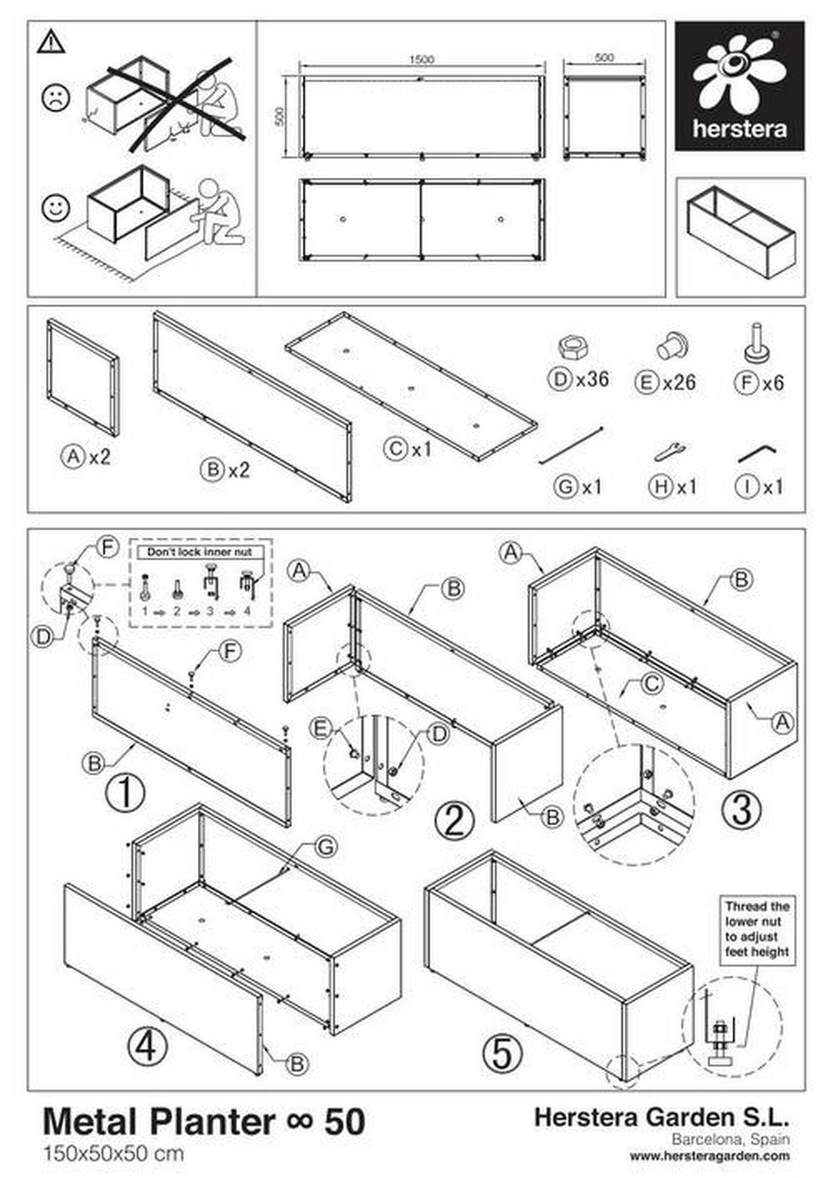 Pflanzentopf Pflanzkasten 150x50x50 - Anthrazit, Basics, Metall (50/50/150cm)