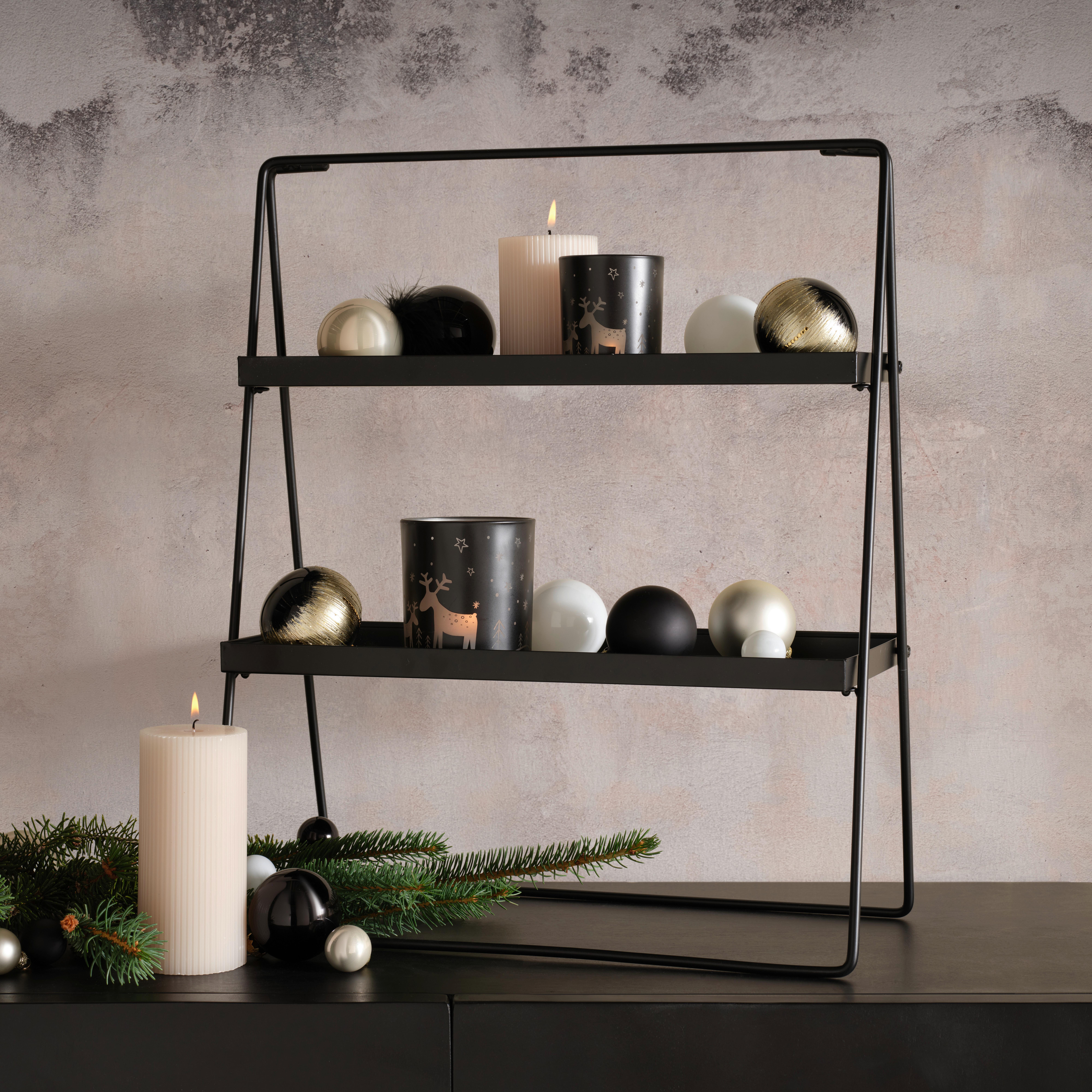 Schody Na Květiny Minna, 44/53/21,5cm - černá, Basics, kov (44/53/21,5cm) - Premium Living