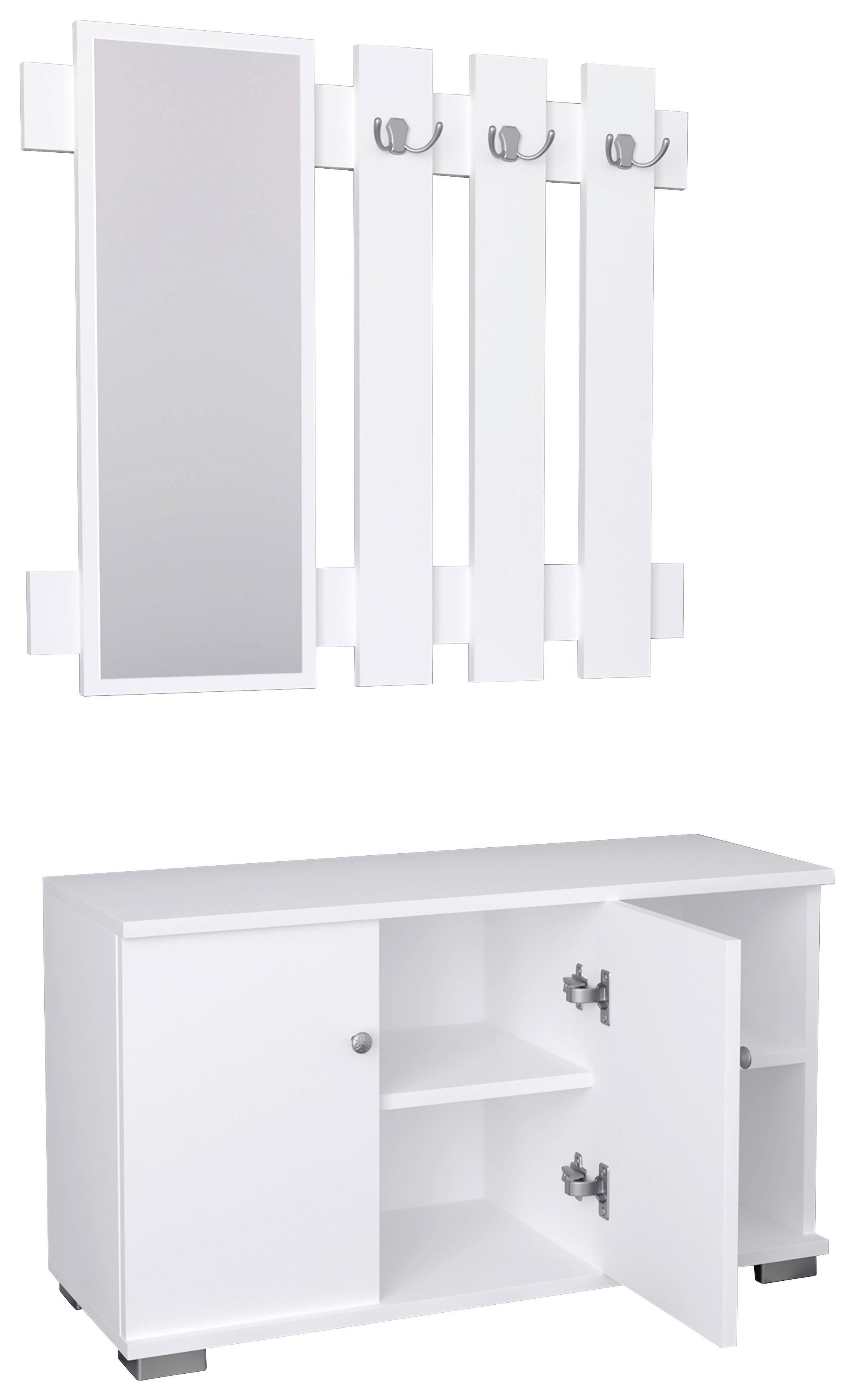 Garderobe Gados 2-teilig Weiß - Weiß, MODERN, Holzwerkstoff (90/132/33cm) - MID.YOU