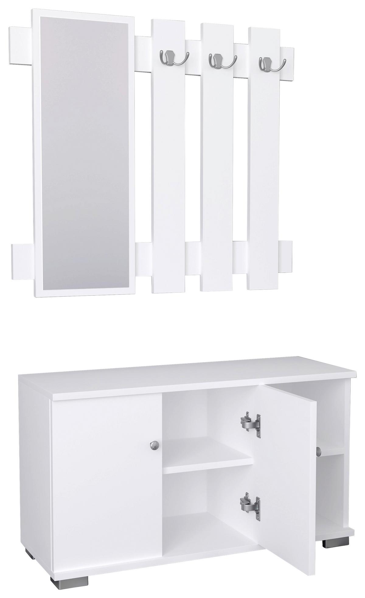 Garderobe Gados 2-teilig Weiß - Weiß, MODERN, Holzwerkstoff (90/132/33cm) - MID.YOU