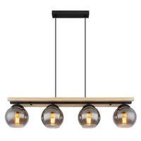 Hängeleuchte 15569-4h Conni - Schwarz/Naturfarben, Natur, Glas/Holz (85/15/120cm) - Globo