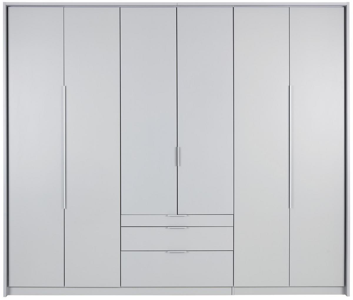 Drehtürenschrank mit Laden 271 cm Alabama, Seidengrau - Hellgrau, MODERN, Holzwerkstoff (271/229/54cm)