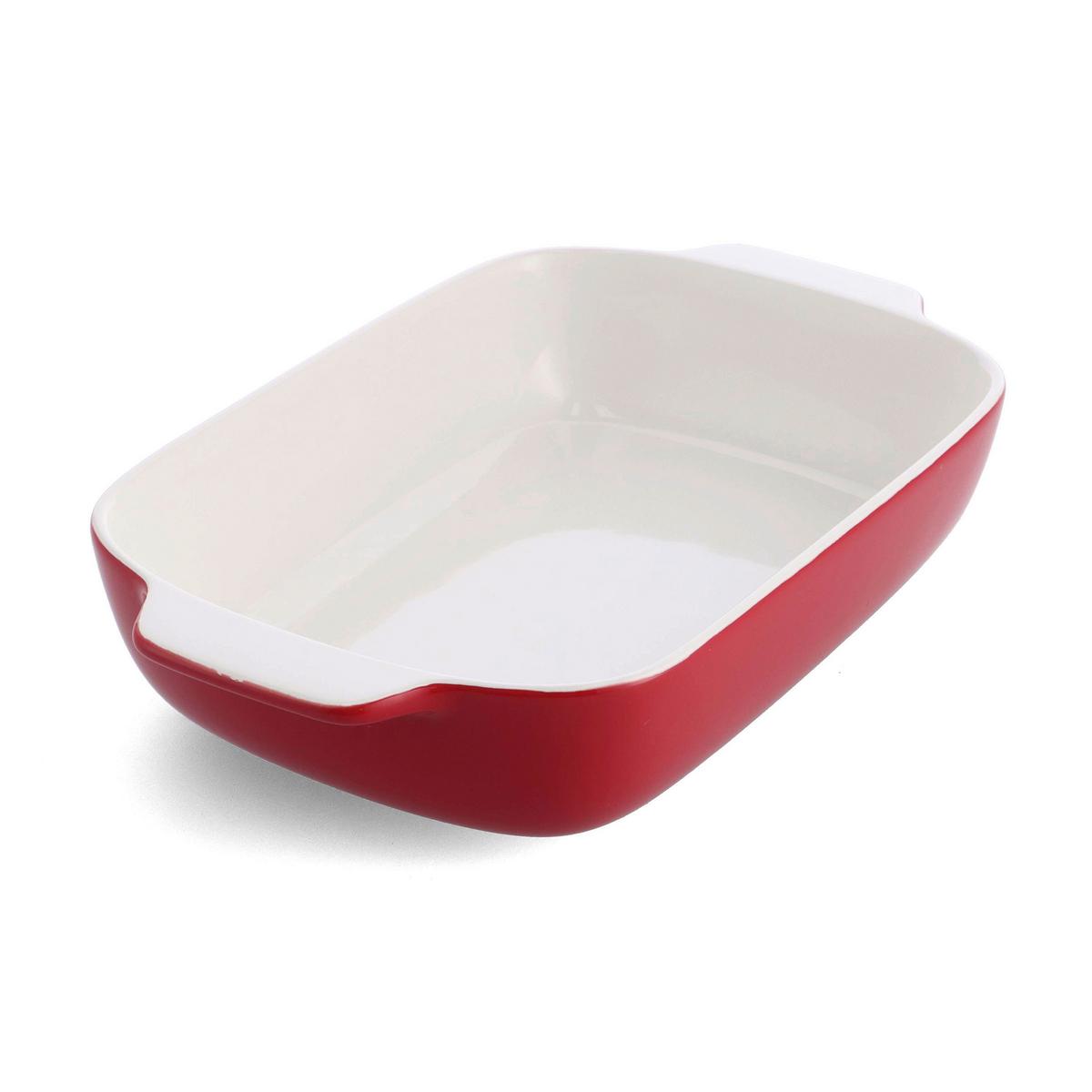 Auflaufform Stoneware Rot/weiß B: 24 Cm - Rot/Weiß, Basics, Naturmaterialien/Keramik (24cm) - Kitchenaid