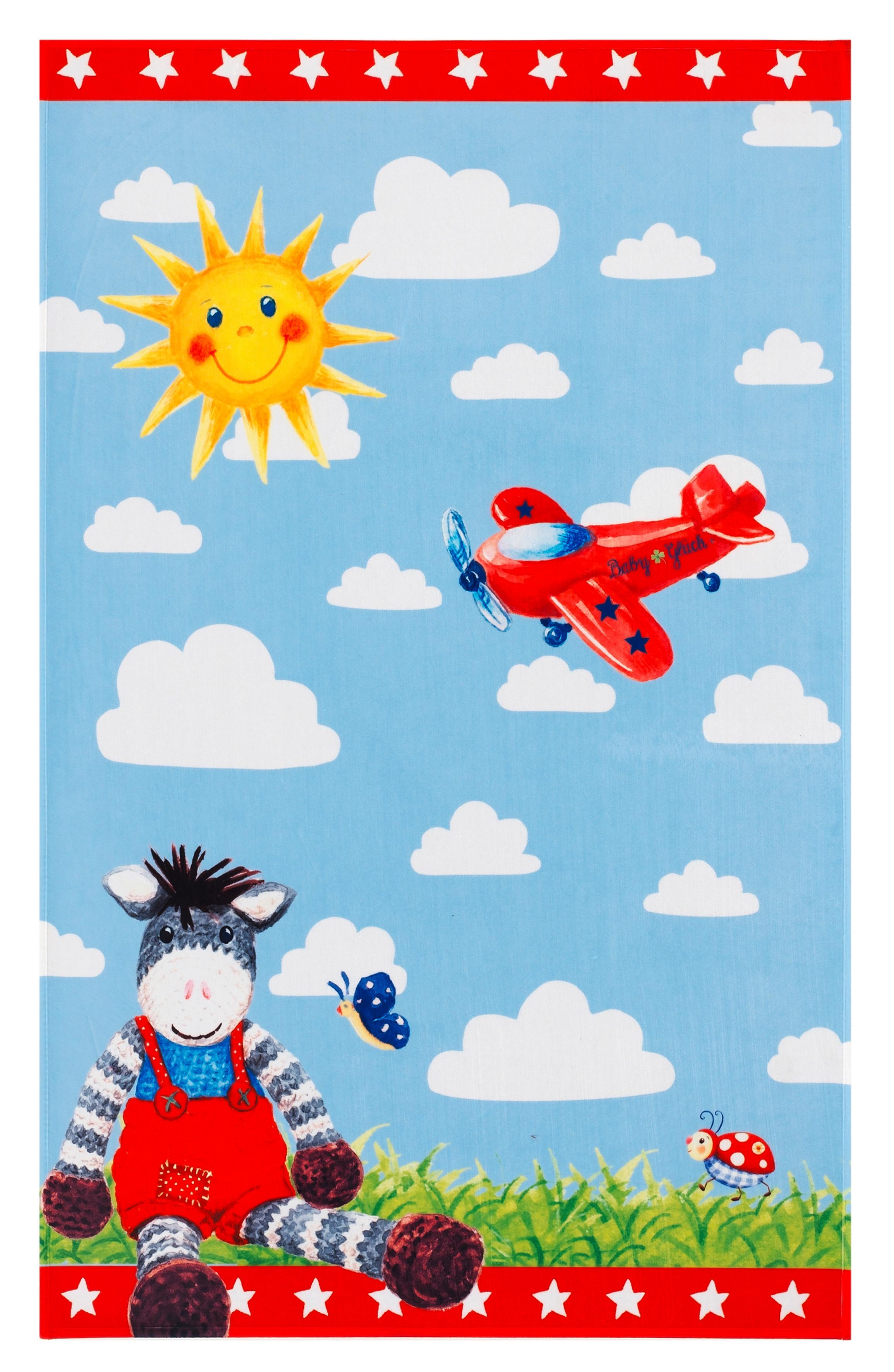 Kinderteppich Zebra Rot/blau/ Grün Baby Glück 100x160 Cm - Rot/Hellblau, Trend, Textil (100/160cm)