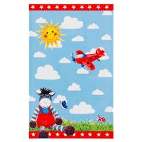 Kinderteppich Zebra Rot/blau/ Grün Baby Glück 100x160 Cm - Rot/Hellblau, Trend, Textil (100/160cm)