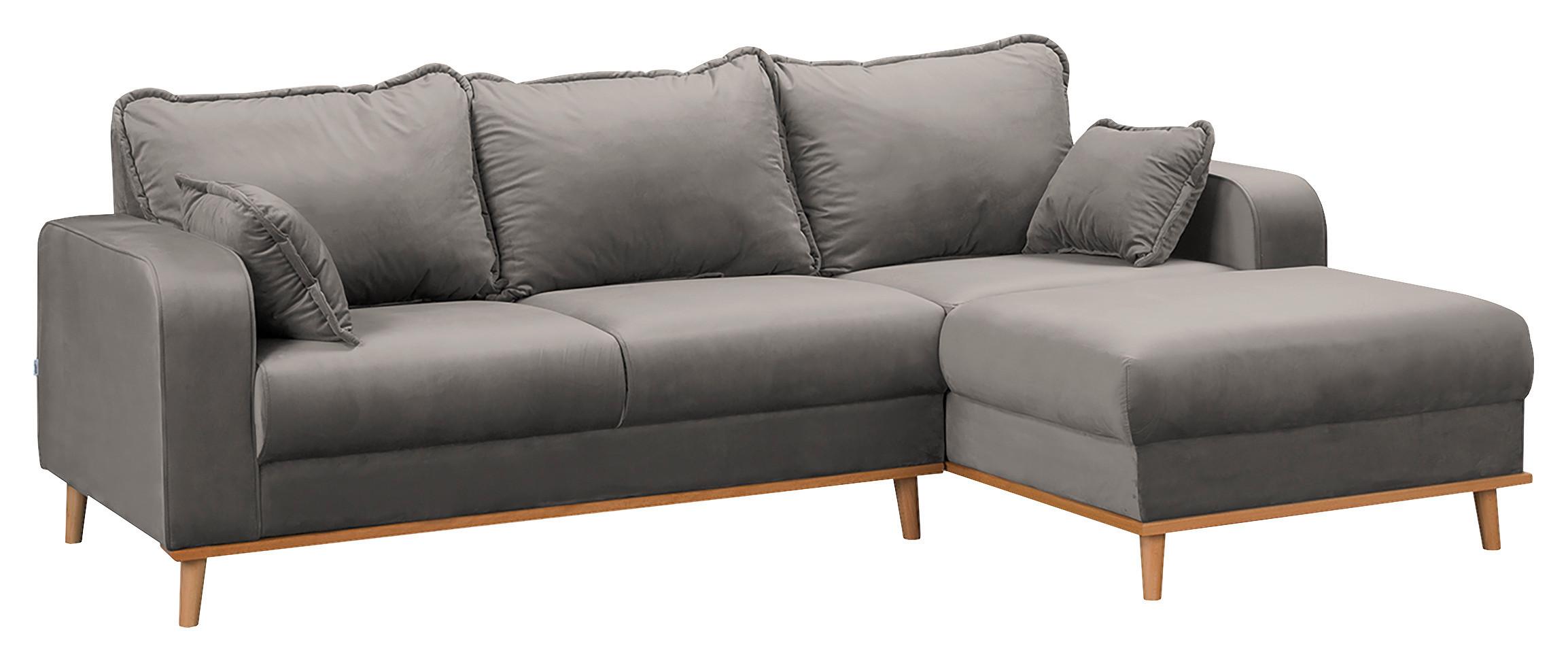 Ecksofa Beata Grau S: 230x150 cm - Wengefarben/Grau, Design, Textil (230/150cm) - Livetastic