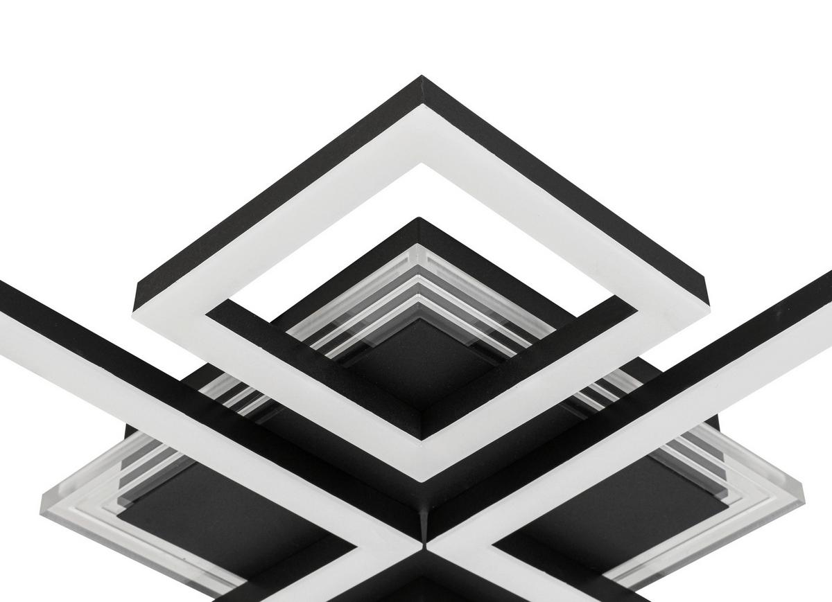 LED-Deckenleuchte Valentin - Transparent/Schwarz, MODERN, Kunststoff/Metall (62,5/45/6,5cm) - Luca Bessoni