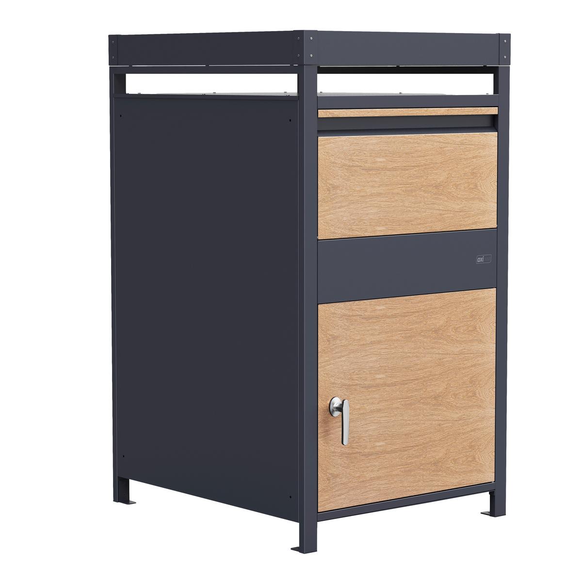 Paketbox Anthrazit, Braun L: 68 B: 80 H: 124 - Anthrazit/Braun, LIFESTYLE, Metall (68/80/124cm)