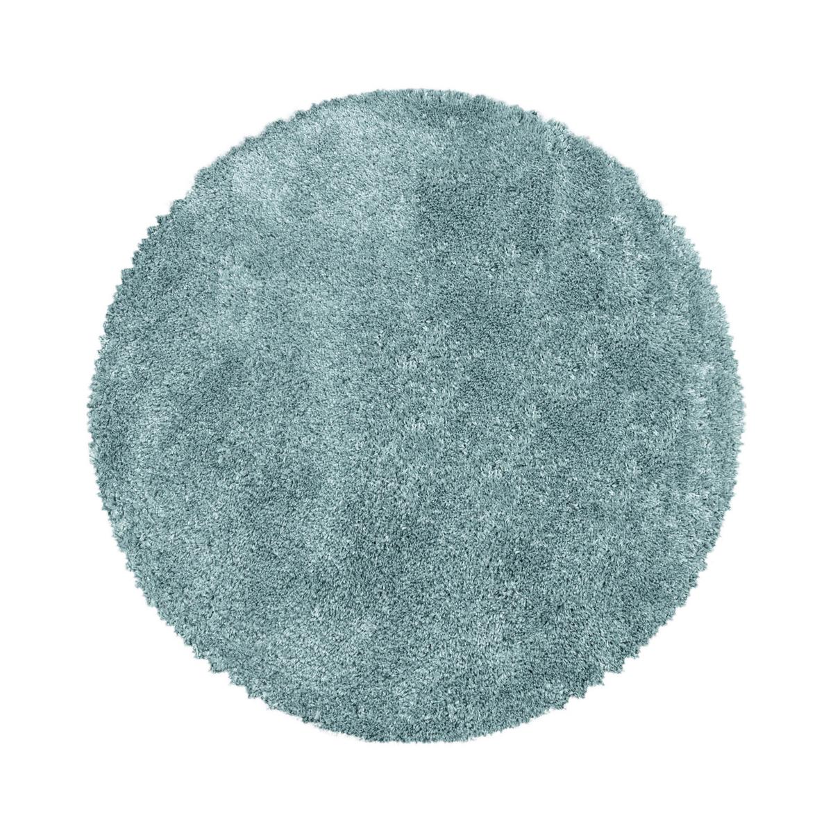Hochflor Teppich Blau Naturfaser Fluffy Ø 80 cm - Blau, Basics, Textil (80cm)