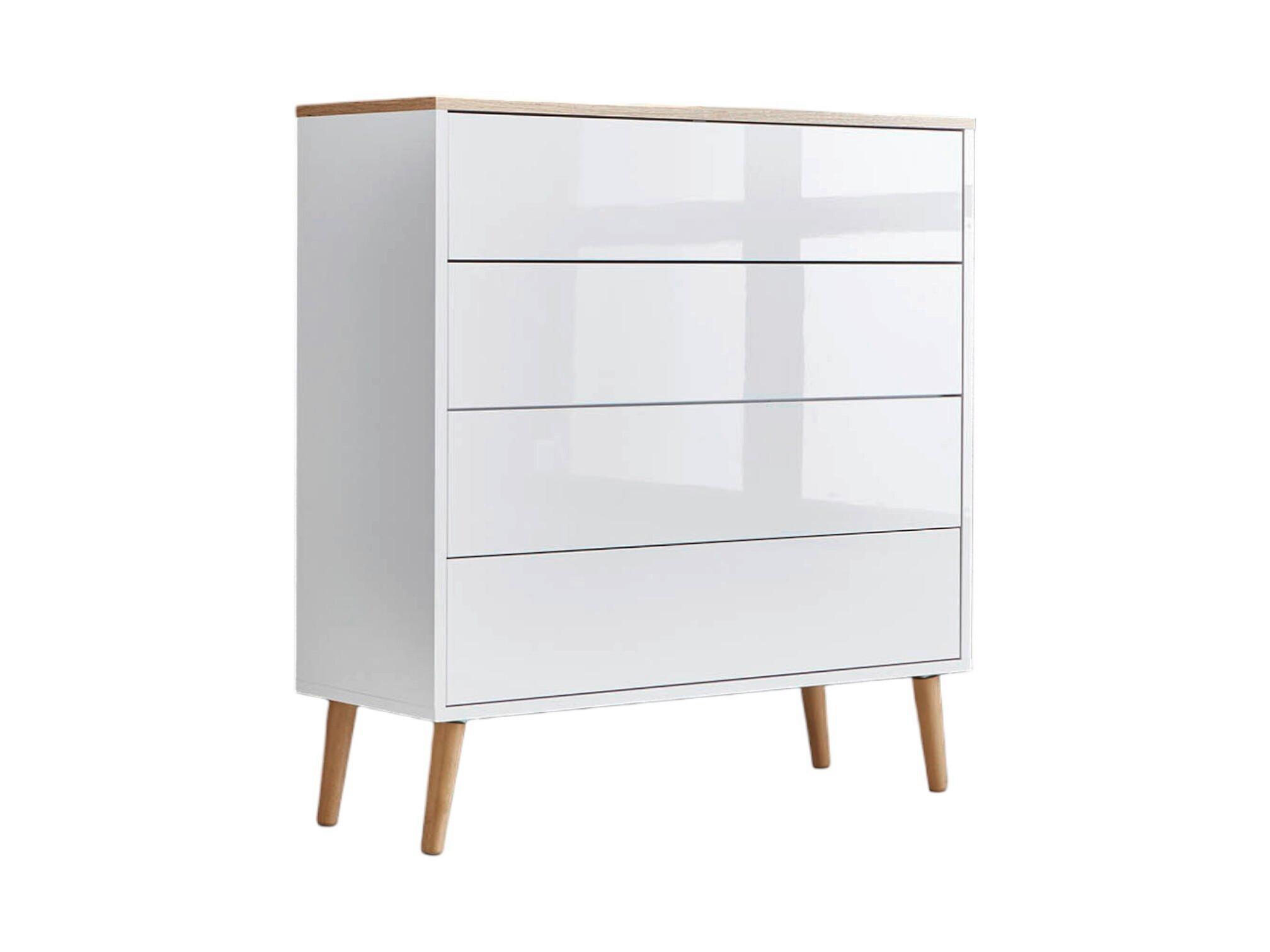 Kommode 79 Cm Mailand Typ 3 + Hf, Weiß - Eichefarben/Weiß Hochglanz, MODERN, Holzwerkstoff (79/86/33cm) - MID.YOU