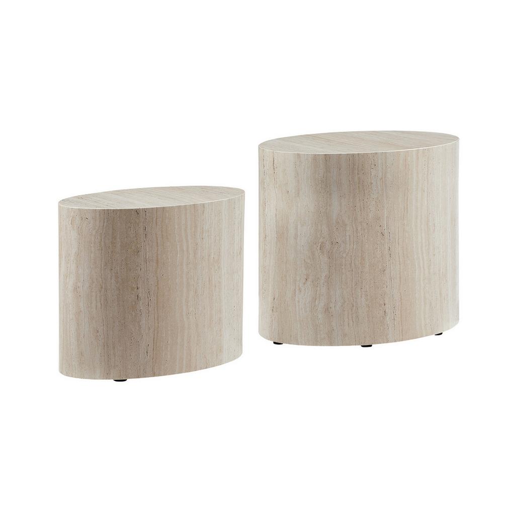 Couchtischset 2-teilig Beige/travertinoptik