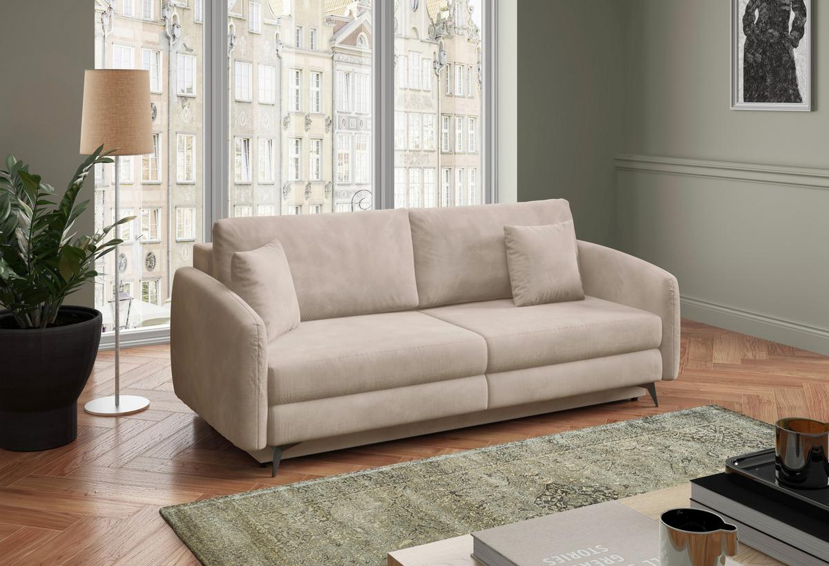 Schlafsofa Ingrid Beige B: 252cm - Beige/Creme, Design, Textil (230/100/103cm) - Livetastic