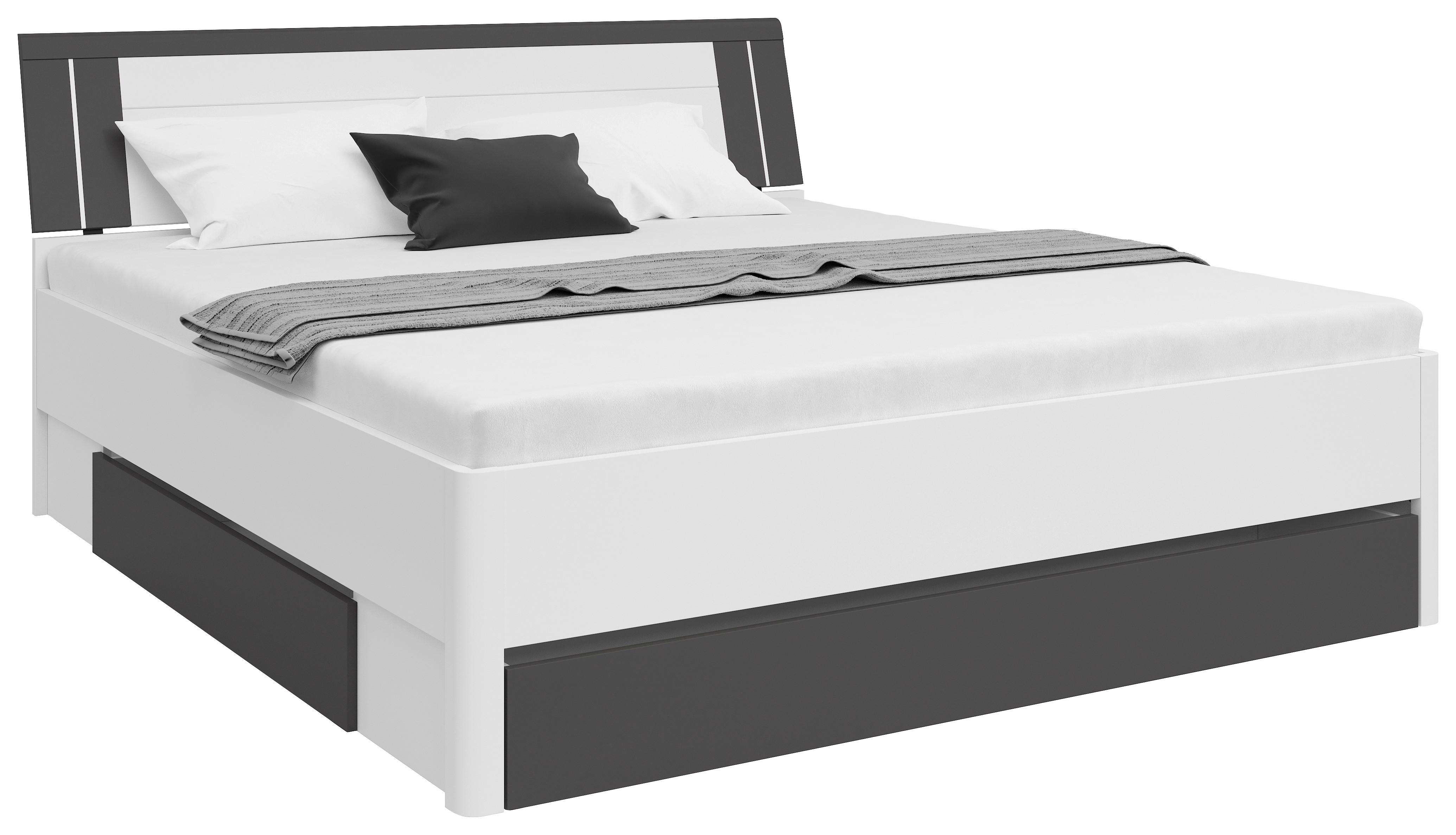 Stauraumbett 180x200 cm Saturn Graphitfarben/Weiß - Graphitfarben/Weiß, KONVENTIONELL, Holzwerkstoff (180/200cm)
