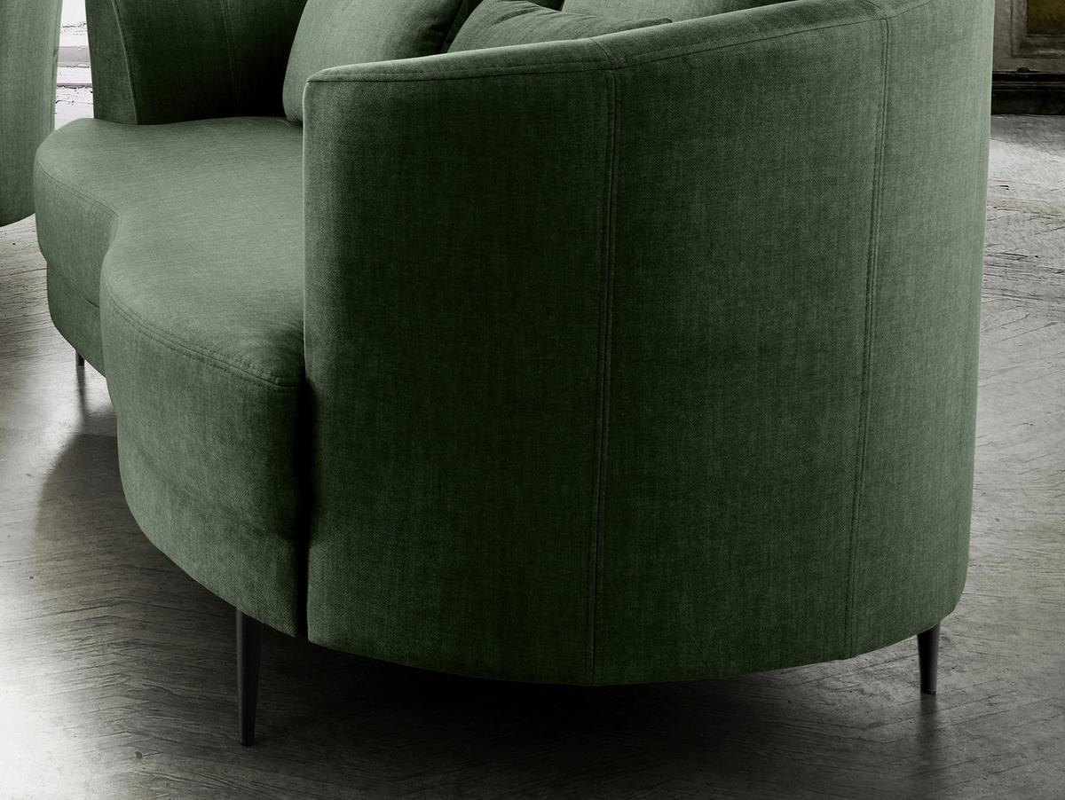 2-sitzer-sofa Dunkelgrün Velours, Rücken Echt B: 179 Cm - Dunkelgrün/Schwarz, MODERN, Textil (179/85/101cm) - Livetastic