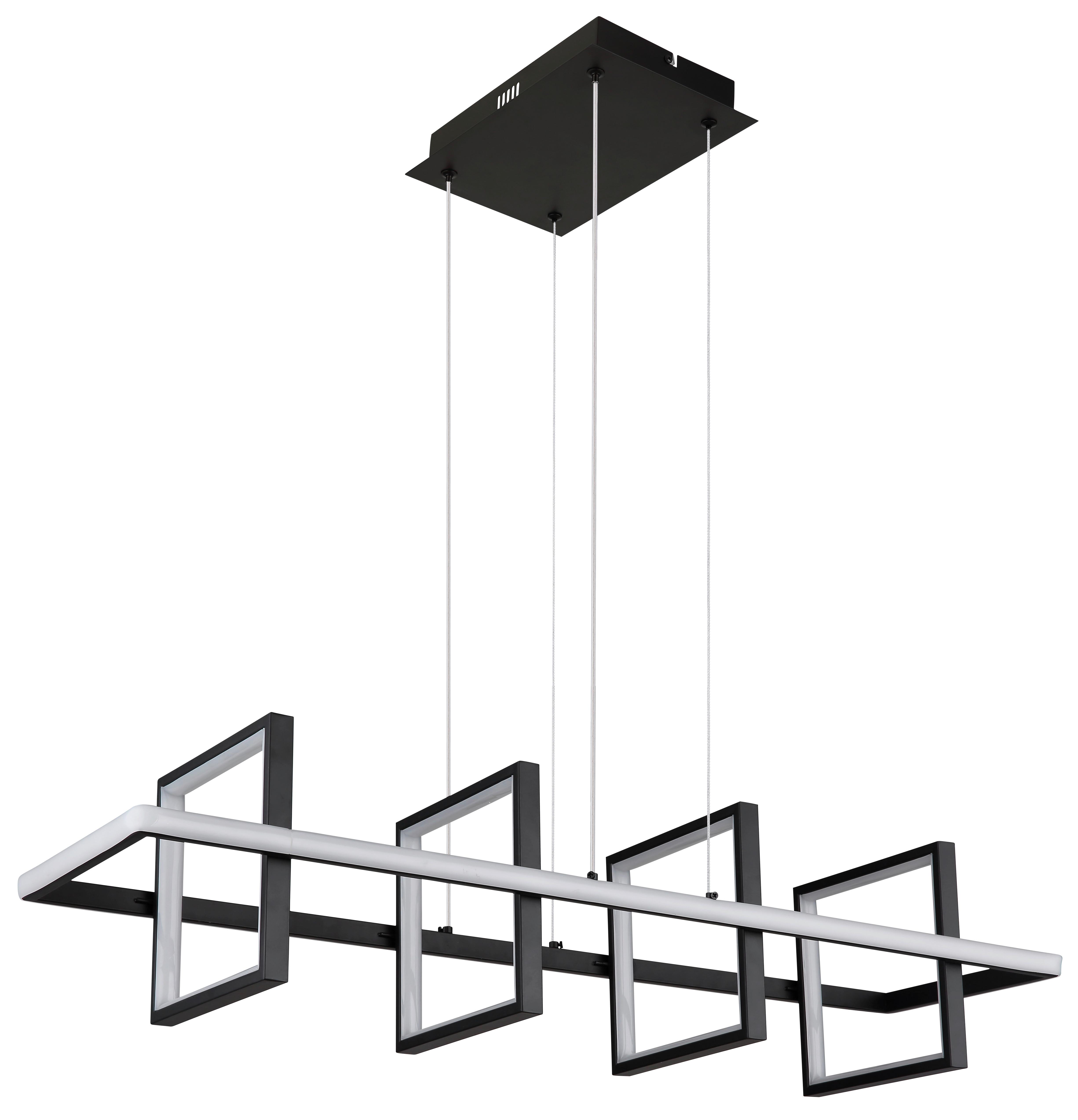 LED-HÄNGELEUCHTE 67194-60 - Opal/Schwarz, Design, Kunststoff/Metall (90/28/120cm) - Globo
