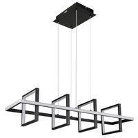 LED-HÄNGELEUCHTE 67194-60 - Opal/Schwarz, Design, Kunststoff/Metall (90/28/120cm) - Globo