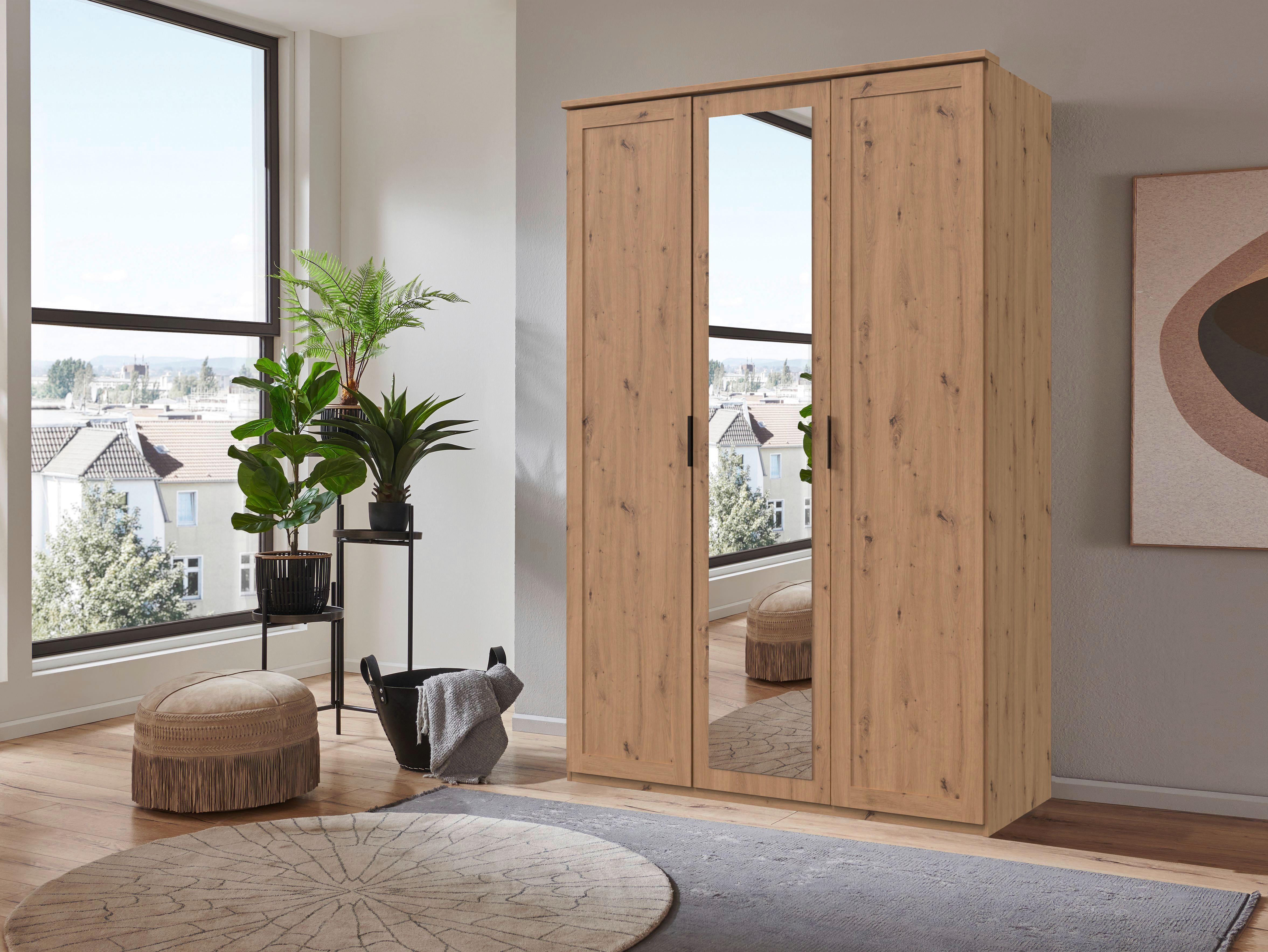 Drehtürenschrank Nadja Eiche Dekor B: 135 cm - Eiche Artisan, KONVENTIONELL, Glas/Holzwerkstoff (135/210/58cm) - MID.YOU