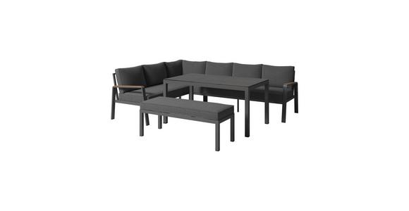 Loungegarnitur Lecce - Anthrazit/Schwarz, MODERN, Glas/Textil (194/255cm) - Beldano