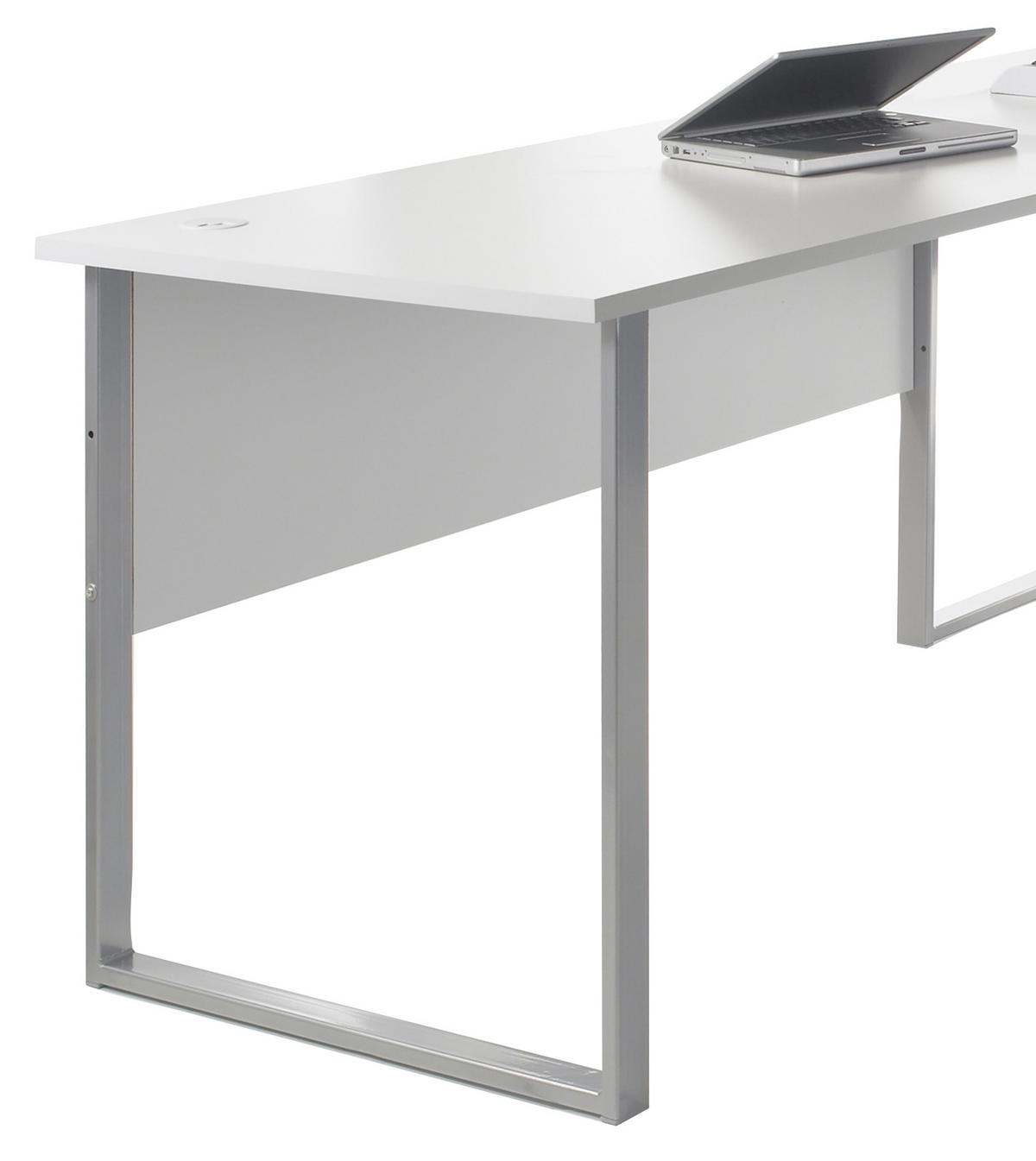 Eckschreibtisch B 223cm H 77cm Office Lux, Lichtgrau - Hellgrau/Alufarben, Design, Holzwerkstoff/Metall (170+223/77/73cm) - MID.YOU