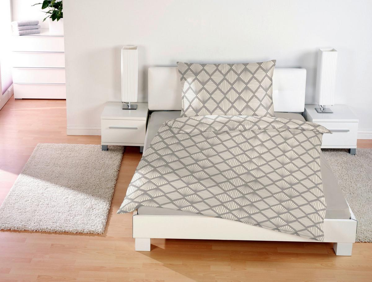 Bettwäsche 140x200 Cm Lenka Mikrofaser Blau/beige - Blau/Beige, KONVENTIONELL, Textil - Ondega