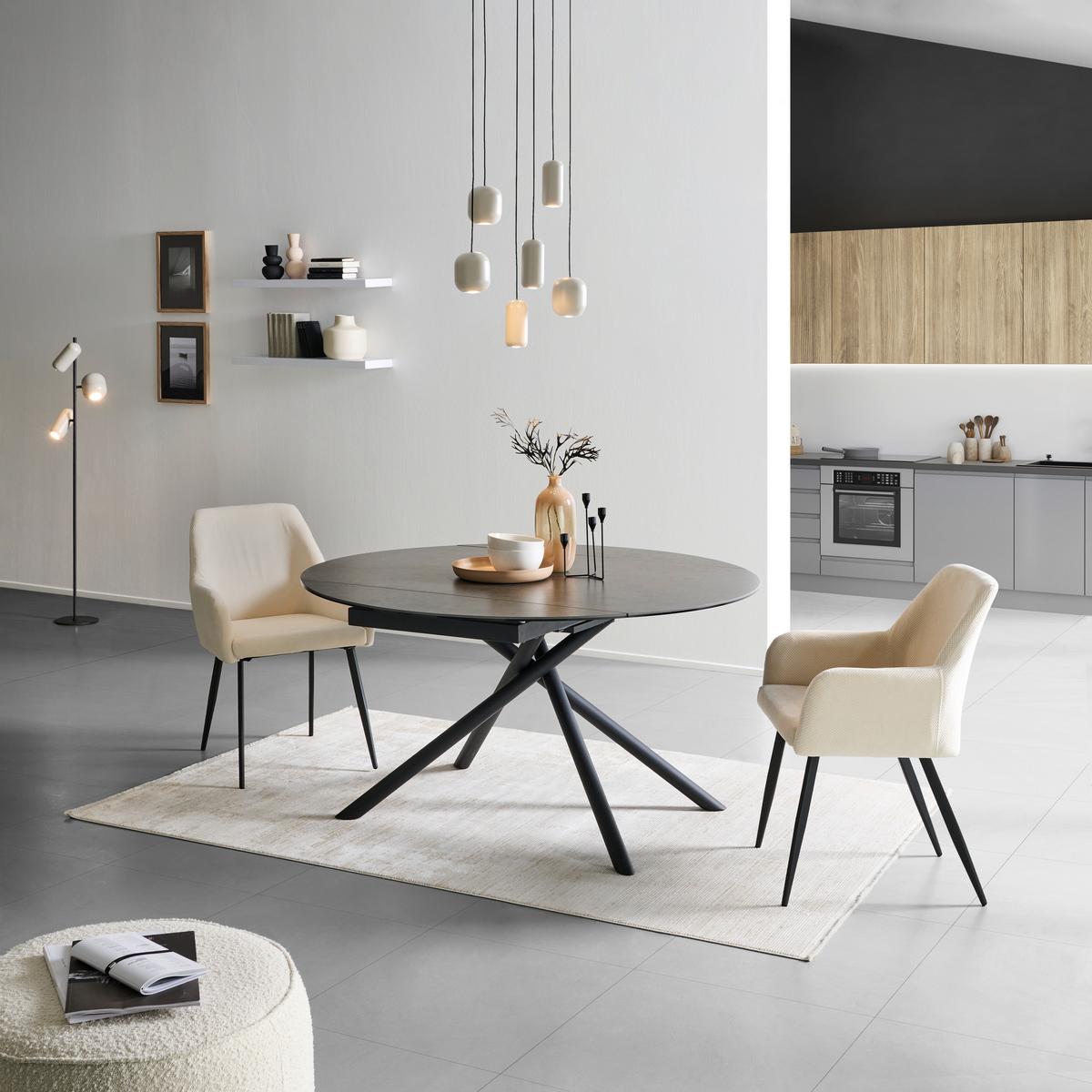 Esstisch Tiana - Anthrazit/Schwarz, LIFESTYLE, Glas/Keramik (90-140/76/140cm) - MID.YOU