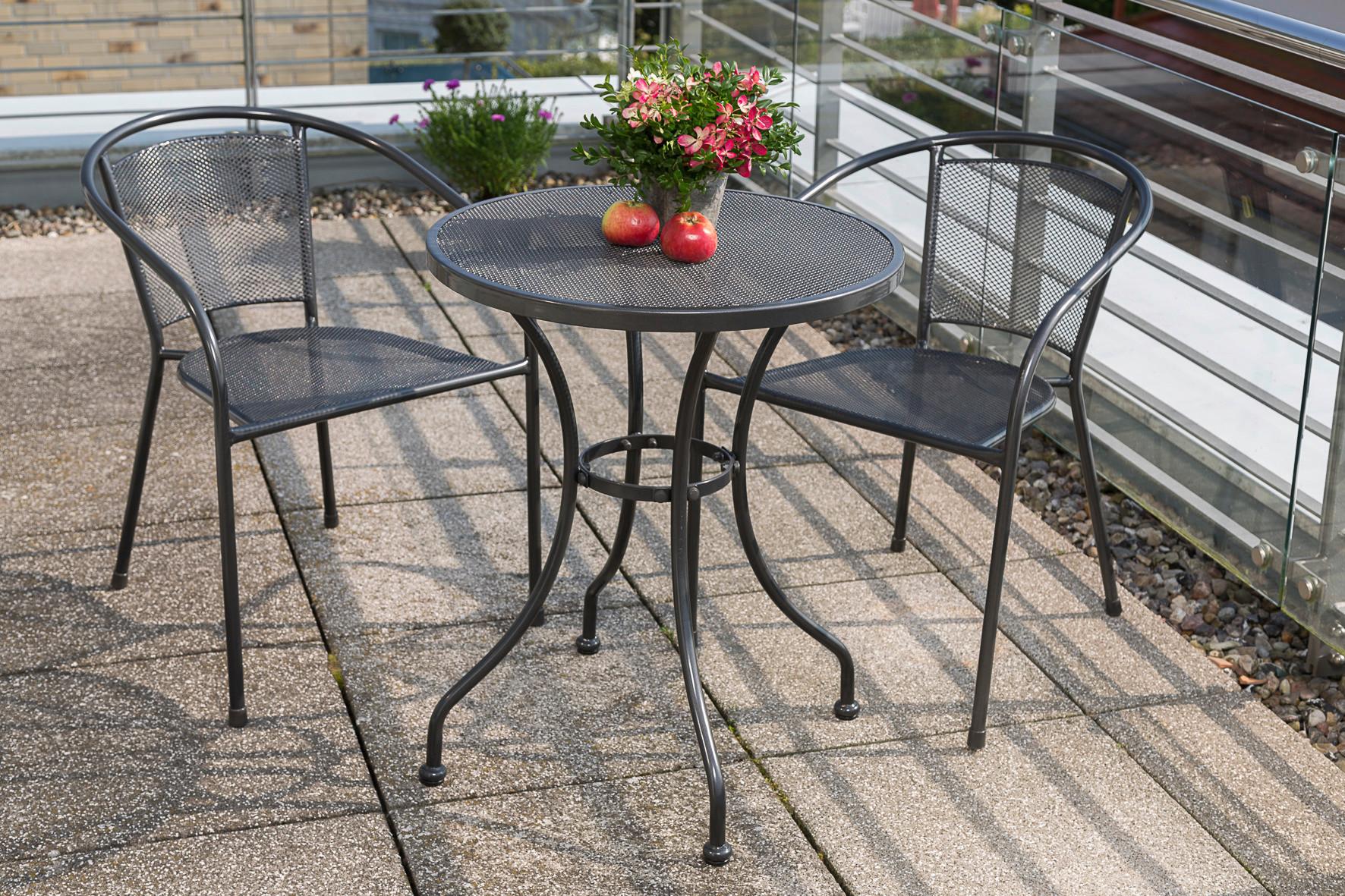 Gartensessel-Set Delos Bistrosessel - Graphitfarben, MODERN, Metall (54/72/61cm) - Gardenson