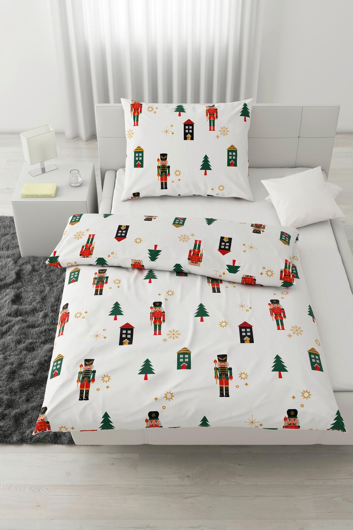 POSTEĽNÁ BIELIZEŇ NUSSKNACKER - biela/červená, textil (140/200cm) - Mömax