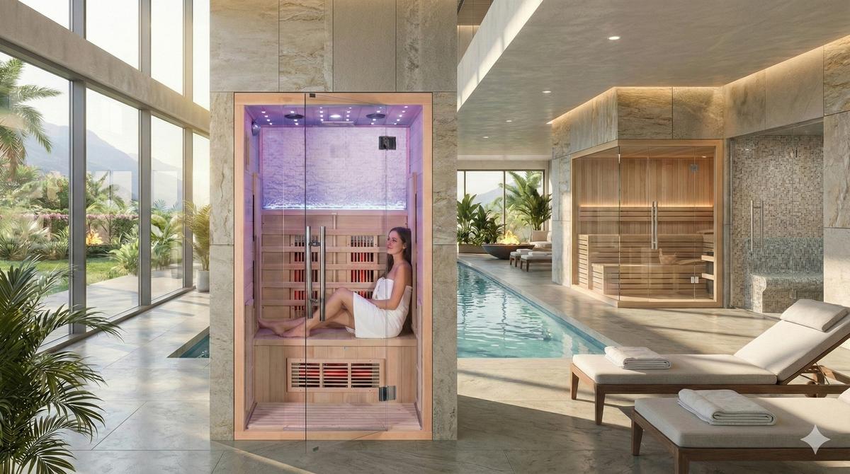 Infrarotkabine 2 Personen 120x200x105cm Göteborg - Naturfarben, MODERN, Holz (120/200/105cm)