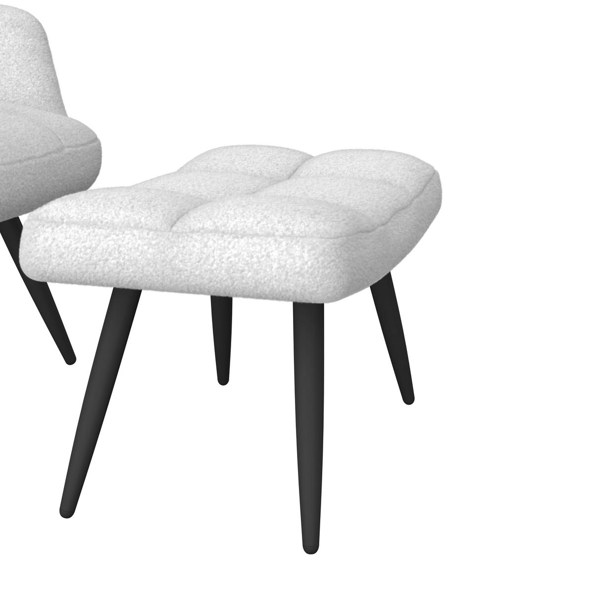 Ohrensessel Hanoi Webstoff weiß, B: 71 cm - Schwarz/Weiß, MODERN, Textil/Metall (71/98/83cm)