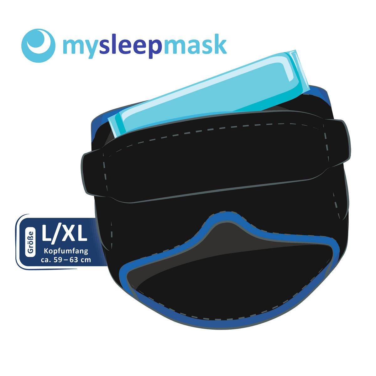 Schlafmaske Mysleepmask L/XL Schwarz/Blau - Blau/Schwarz, Basics, Textil (28/19/1cm)