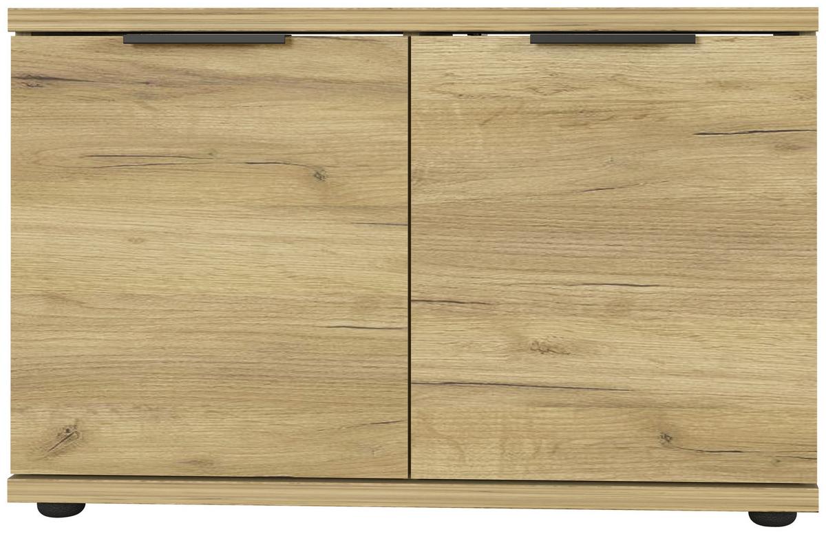 Garderobenbank Gw-fremont B: 75 Cm 2 Drehtüren Eiche Dekor - Eichefarben/Schwarz, KONVENTIONELL, Holzwerkstoff (75/48/37cm) - Germania