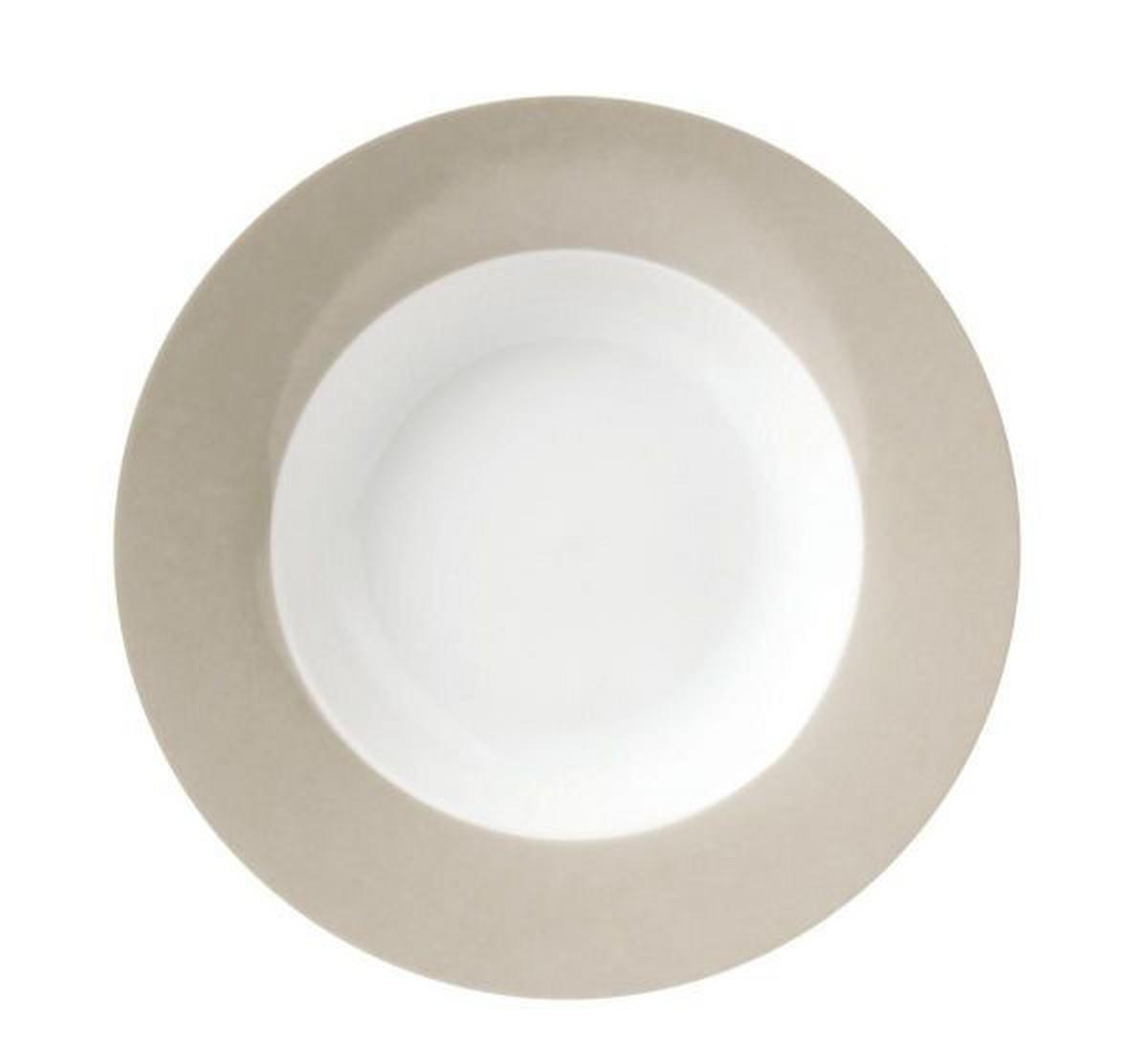 Suppentellerset Weiß Taupe 6-teilig D: 21,5 cm - Taupe/Weiß, Basics, Keramik (21,5cm) - Van Well