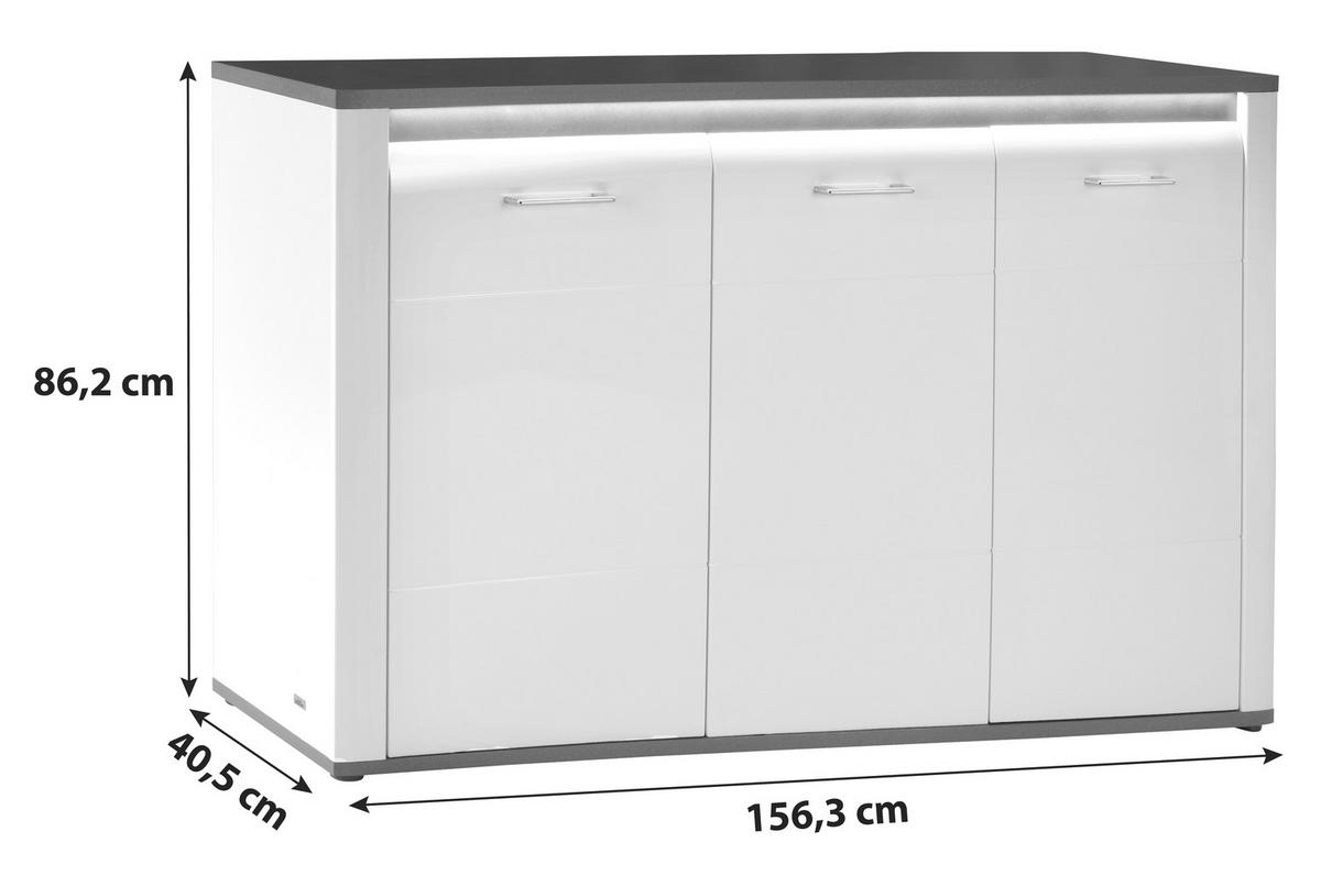 ŠIROKÁ KOMODA ALASSIO - bílá/černá, Moderní, kompozitní dřevo/plast (156,3/86,2/40,7cm) - Luca Bessoni