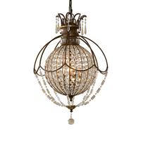 Kronleuchter Fe-Bellini H: 77,5 cm 3-Flammig - Bronzefarben, Natur, Glas/Metall (45.7/77.5cm) - Elstead Lighting