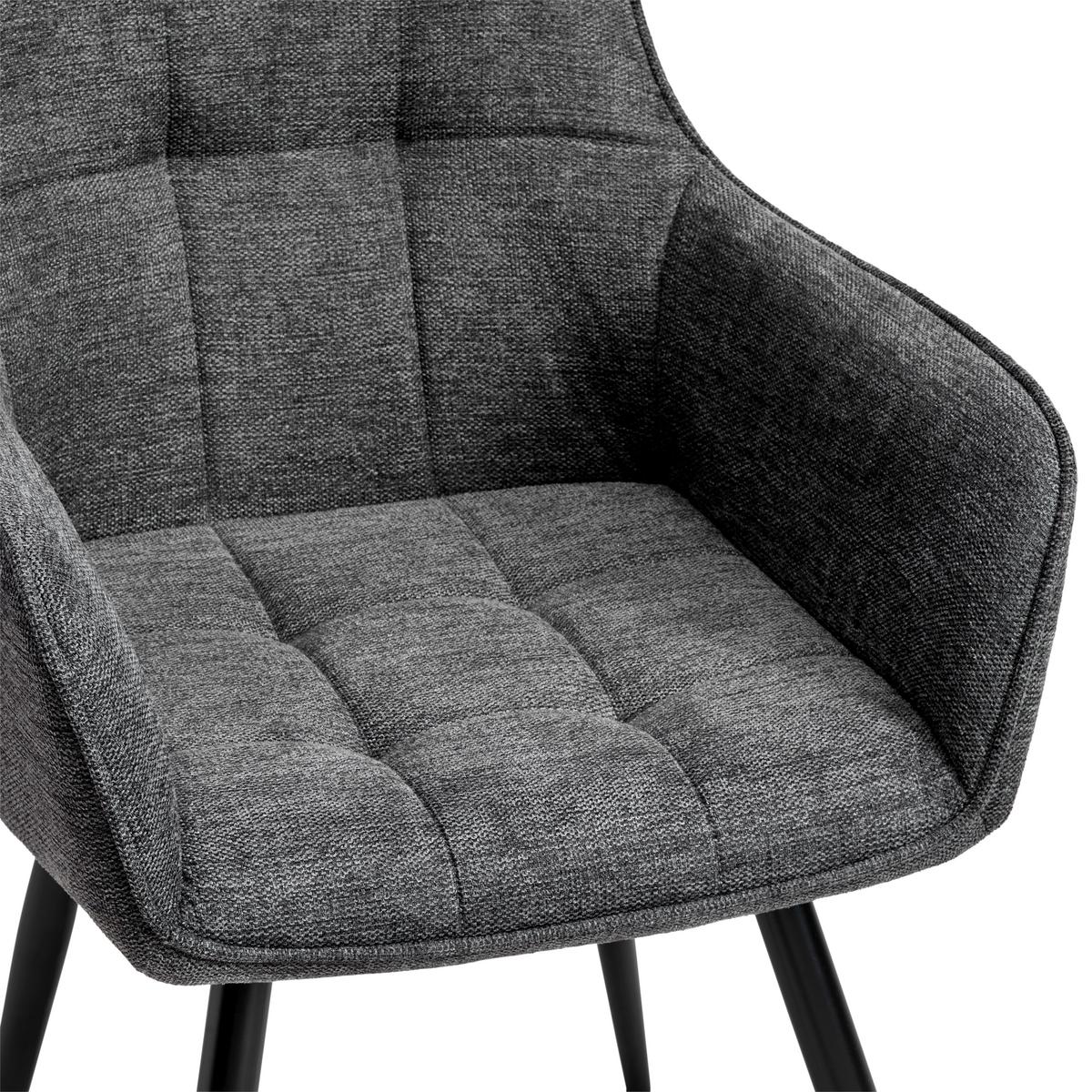 Armlehnstuhl Leicester - Schwarz/Grau, LIFESTYLE, Textil/Metall (57/84/60cm) - MID.YOU