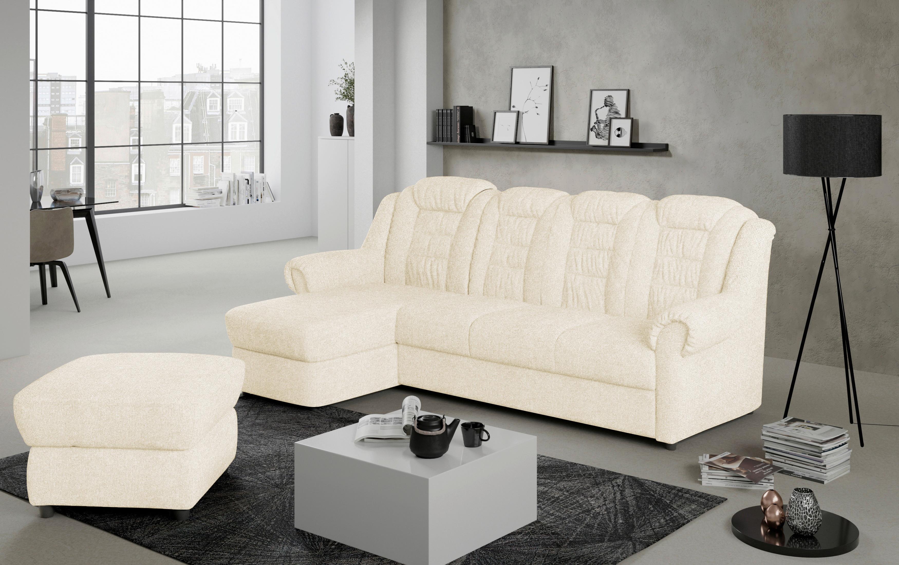 Ecksofa Boston Creme Chenille - Creme/Schwarz, KONVENTIONELL, Textil (165/262cm) - Livetastic
