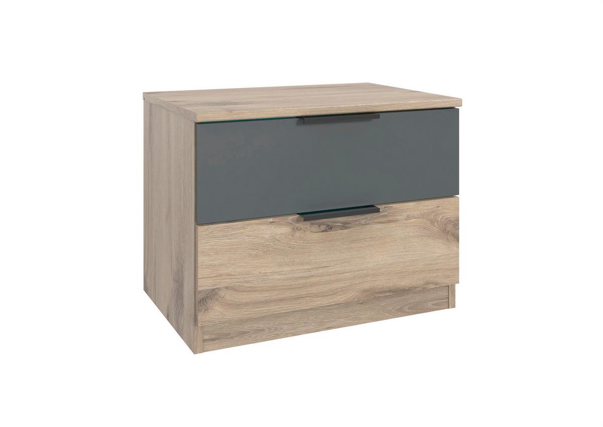 NOČNÝ STOLÍK BERGAMO - čierna/grafitová, Konventionell, kov/kompozitné drevo (52/40/38cm) - Based