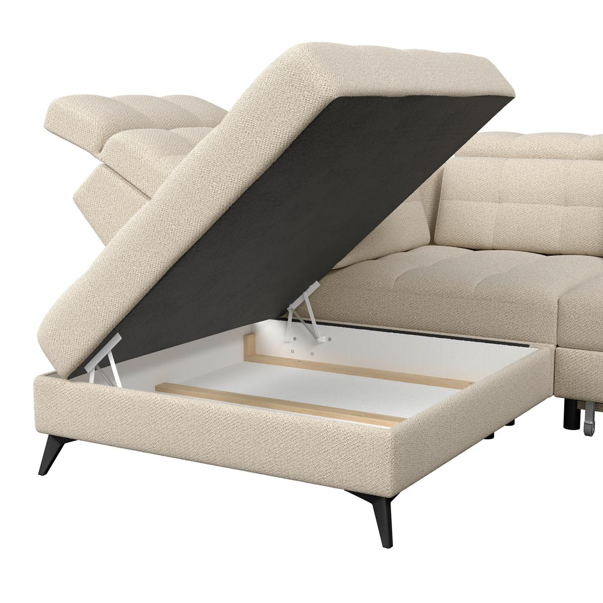 Ecksofa Barletta New Velours Beige, 228x289cm - Beige/Schwarz, ROMANTIK / LANDHAUS, Textil (228/289cm) - Luca Bessoni