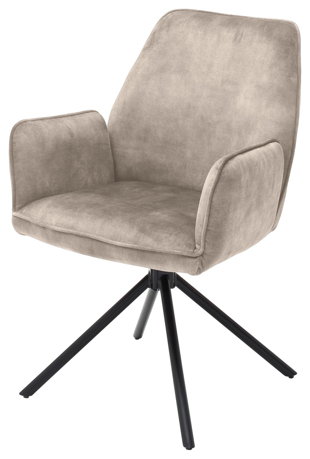 Židle s područkami Ottawa, krémová - černá/krémová, Moderní, kov/textil (60/89/64cm) - Premium Living