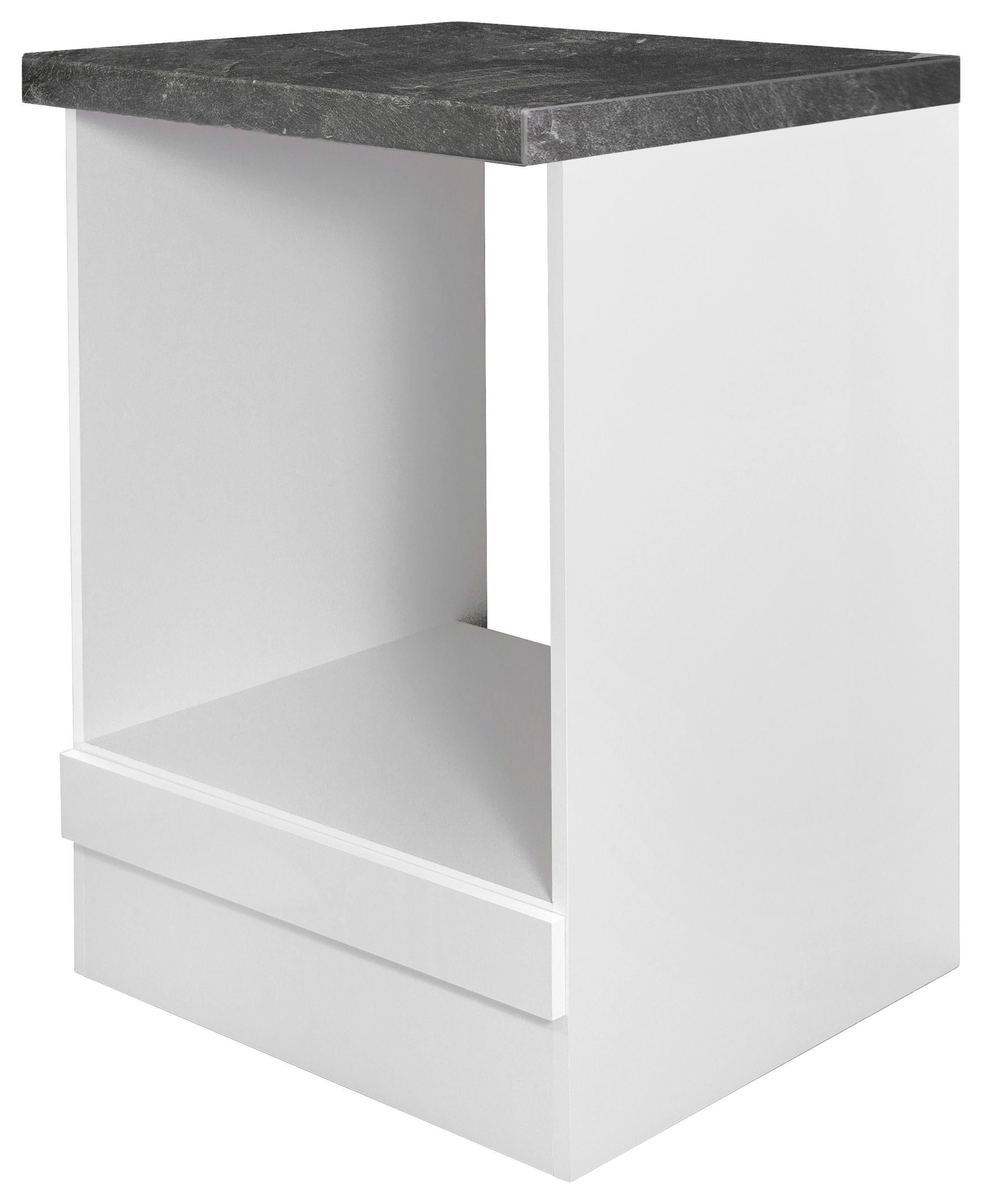 Herdumbauschrank Alba B: 60 Cm Weiß/schiefer+arbeitsplatte - Schieferfarben/Weiß Hochglanz, MODERN, Holzwerkstoff (60/86/60cm)