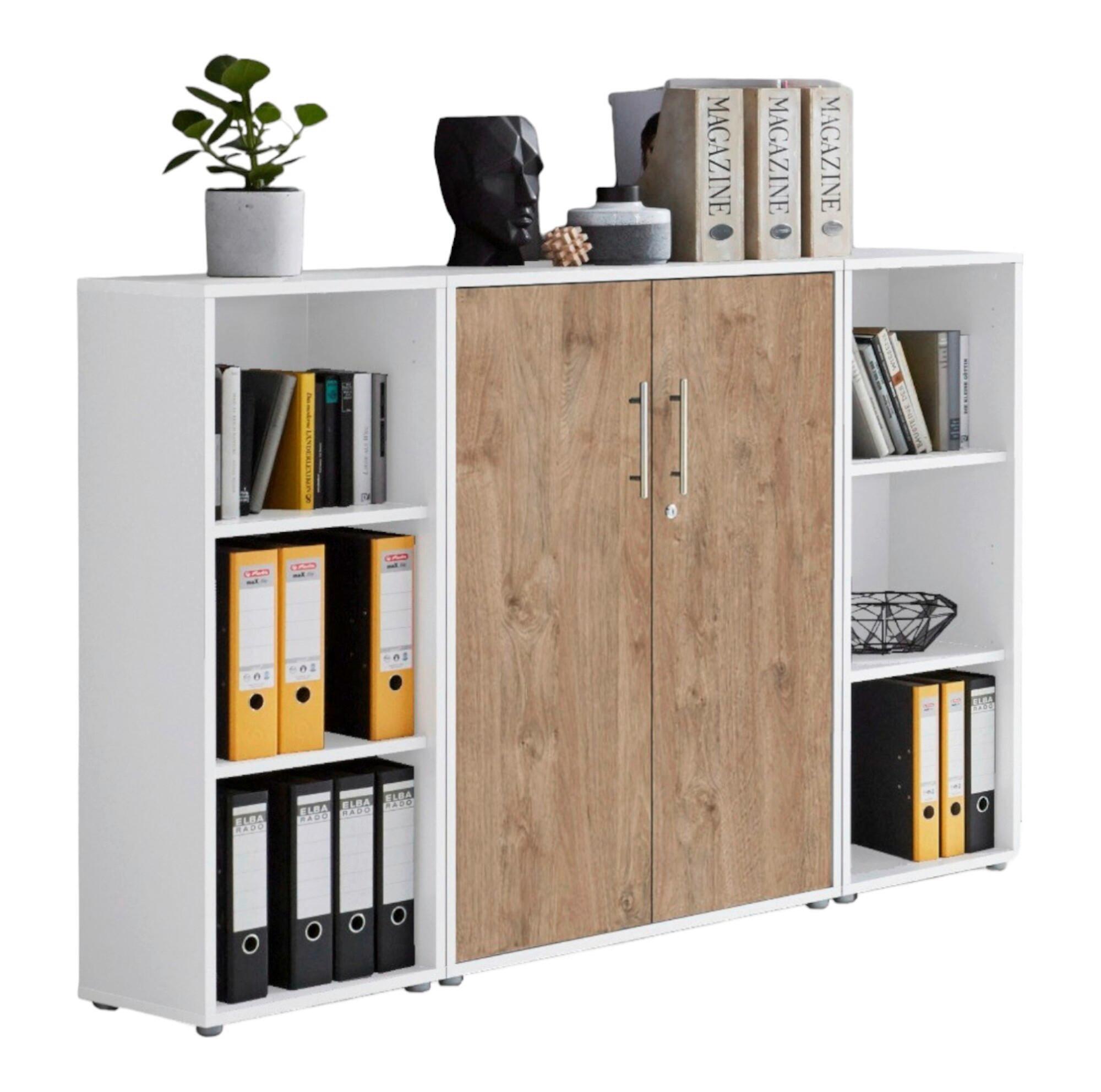 Office Edition B: 173 cm Eichefarben/Weiß - Eichefarben/Weiß, MODERN, Holzwerkstoff (173/114/33cm) - MID.YOU